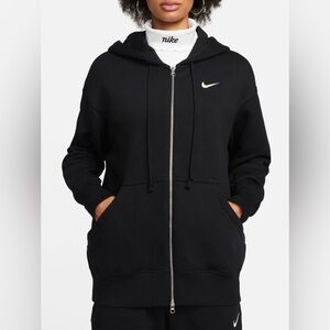 Nike Women's Sportswear Phoenix Fleece Oversized Full-Zip Hoodie BLACK XS